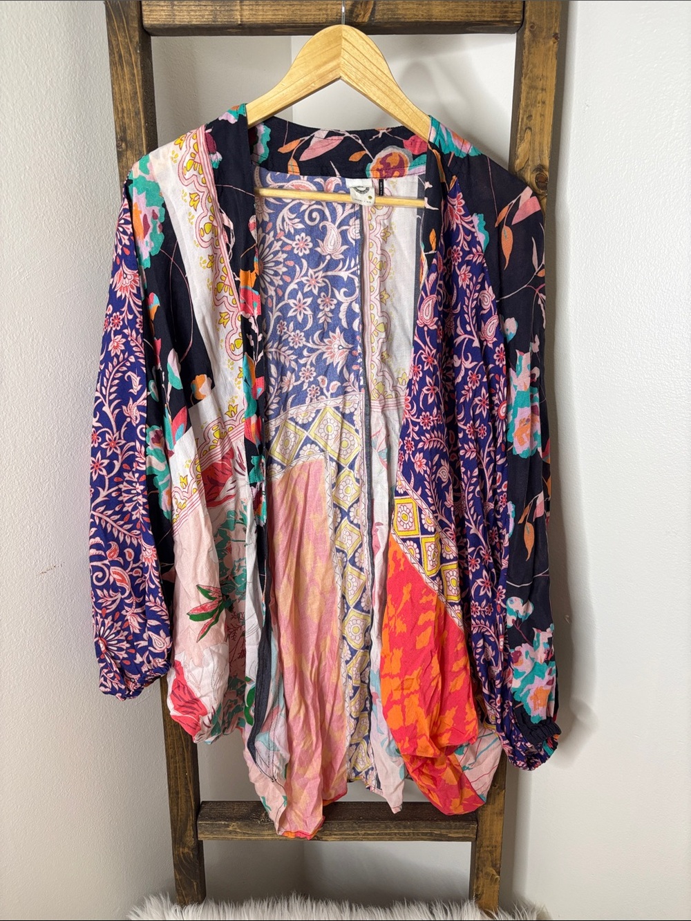 Akemi + Kin Boho Floral Patchwork Kimono Jacket - Multicolor OS